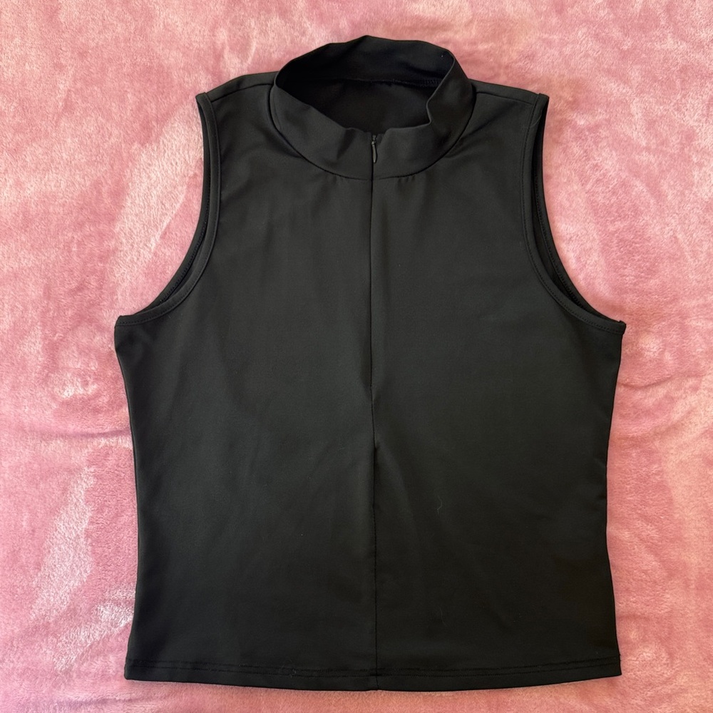 SHEIN Black Size Large High-Neck Tank Top with Zipper